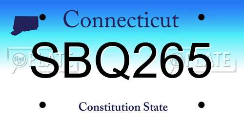 SBQ265 Connecticut License Plate