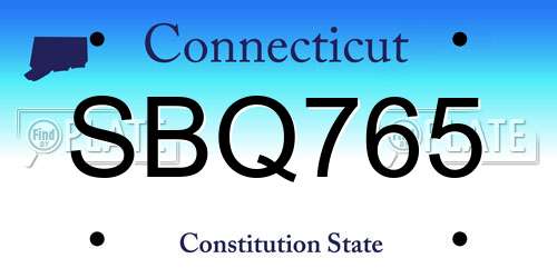 SBQ765 Connecticut License Plate