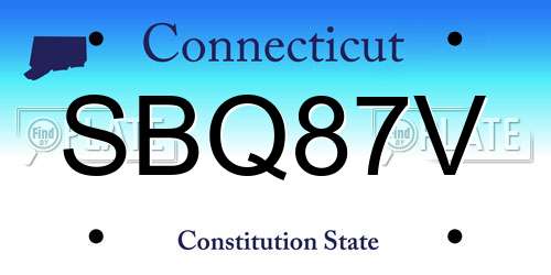 SBQ87V Connecticut License Plate