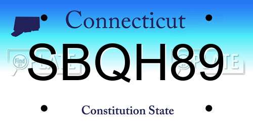 SBQH89 Connecticut License Plate