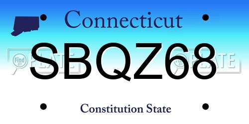 SBQZ68 Connecticut License Plate