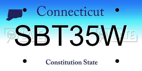 SBT35W Connecticut License Plate