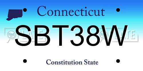 SBT38W Connecticut License Plate