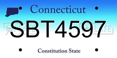 SBT4597 Connecticut License Plate