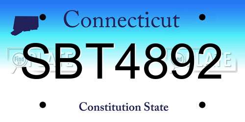 SBT4892 Connecticut License Plate