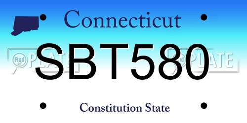 SBT580 Connecticut License Plate