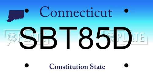 SBT85D Connecticut License Plate