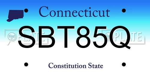 SBT85Q Connecticut License Plate
