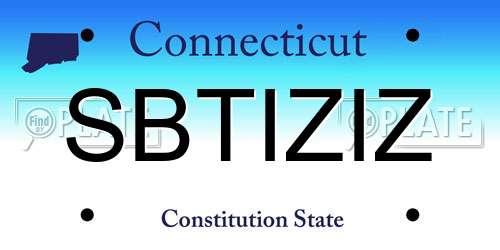 SBTIZIZ Connecticut License Plate