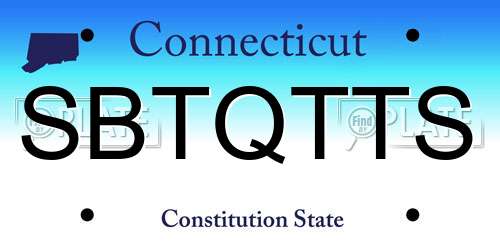 SBTQTTS Connecticut License Plate
