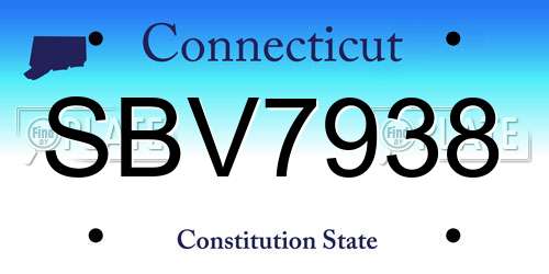 SBV7938 Connecticut License Plate