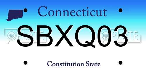 SBXQ03 Connecticut License Plate