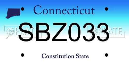 SBZ033 Connecticut License Plate