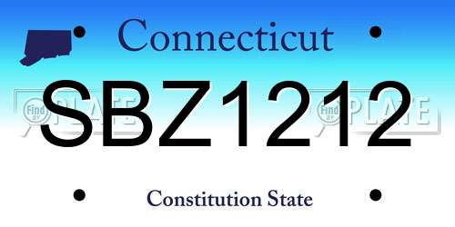 SBZ1212 Connecticut License Plate