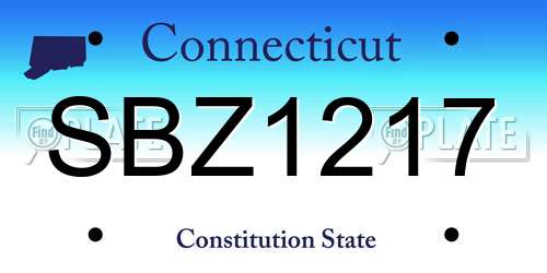 SBZ1217 Connecticut License Plate