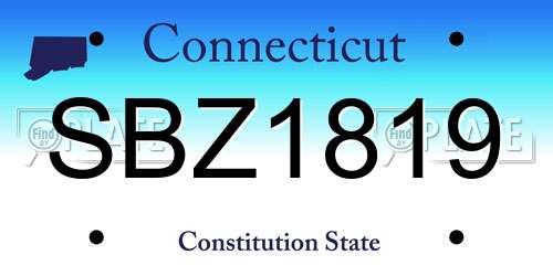 SBZ1819 Connecticut License Plate