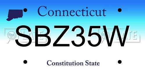 SBZ35W Connecticut License Plate