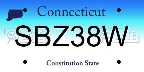 SBZ38W Connecticut License Plate