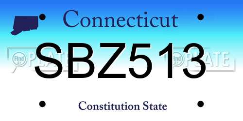 SBZ513 Connecticut License Plate