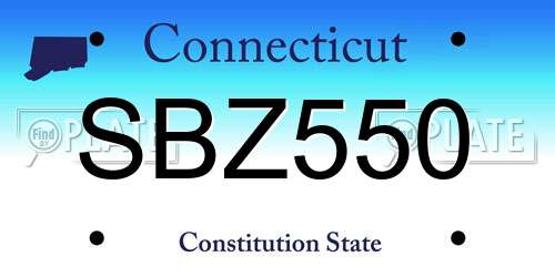 SBZ550 Connecticut License Plate