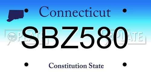 SBZ580 Connecticut License Plate