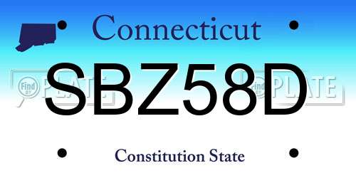 SBZ58D Connecticut License Plate