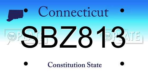 SBZ813 Connecticut License Plate