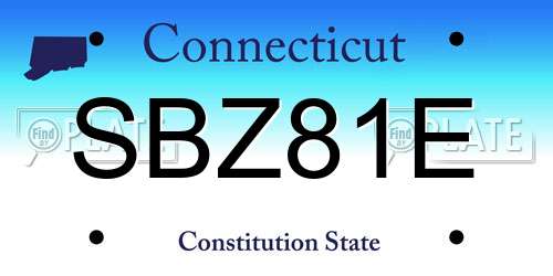 SBZ81E Connecticut License Plate