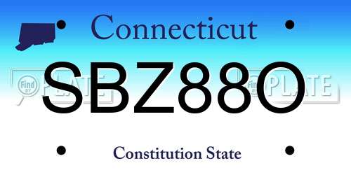 SBZ88O Connecticut License Plate