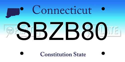 SBZB80 Connecticut License Plate