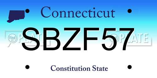 SBZF57 Connecticut License Plate