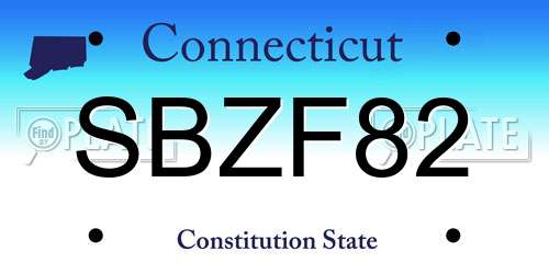 SBZF82 Connecticut License Plate