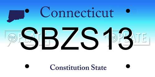 SBZS13 Connecticut License Plate