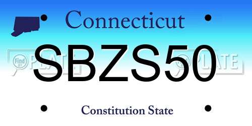 SBZS50 Connecticut License Plate
