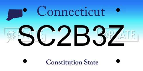 SC2B3Z Connecticut License Plate