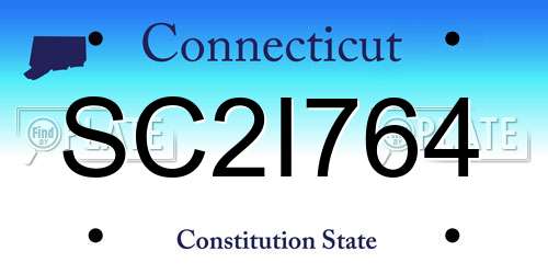SC2I764 Connecticut License Plate