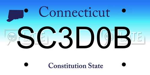 SC3D0B Connecticut License Plate