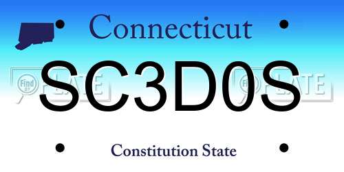 SC3D0S Connecticut License Plate