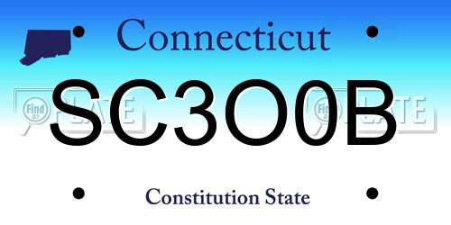 SC3O0B Connecticut License Plate