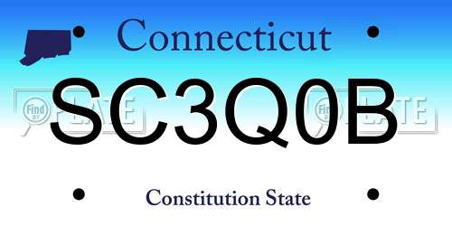 SC3Q0B Connecticut License Plate