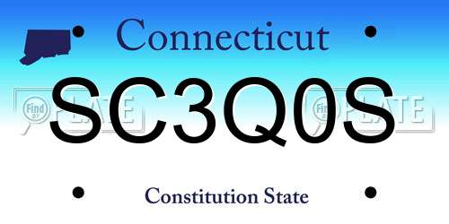 SC3Q0S Connecticut License Plate