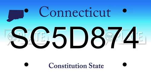 SC5D874 Connecticut License Plate
