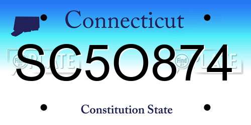 SC5O874 Connecticut License Plate