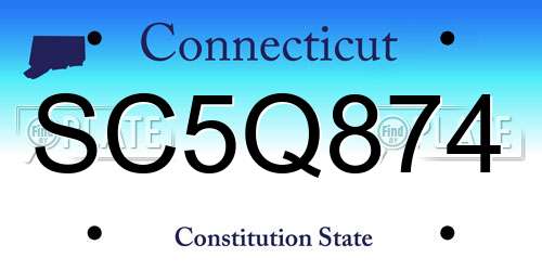 SC5Q874 Connecticut License Plate
