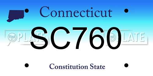 SC760 Connecticut License Plate