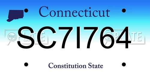 SC7I764 Connecticut License Plate