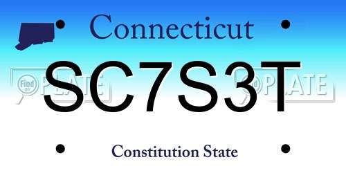 SC7S3T Connecticut License Plate