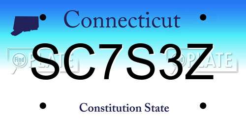SC7S3Z Connecticut License Plate