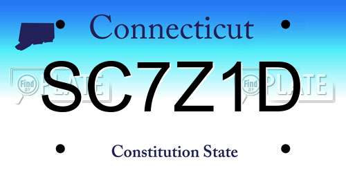 SC7Z1D Connecticut License Plate
