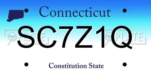 SC7Z1Q Connecticut License Plate